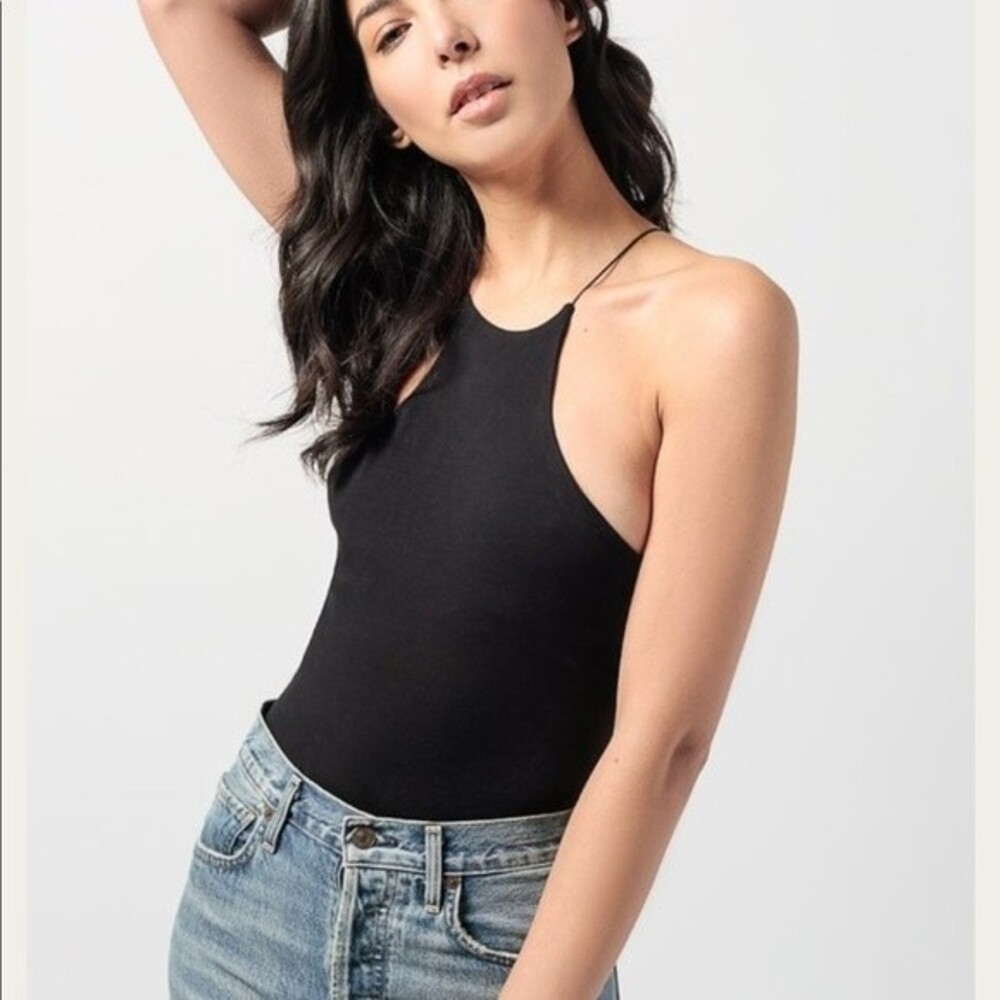 T by Alexander Wang Black Compact Jersey Halter Bodysuit Size 6